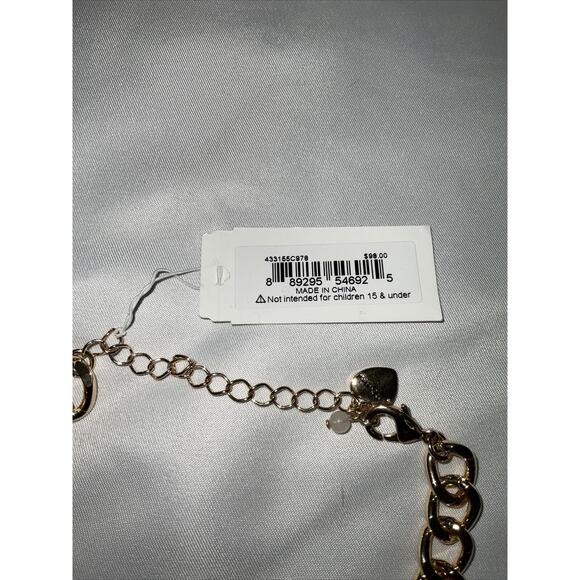 Betsey Johnson Gold Tone Blue/Purple & Iridescent Rhinestone Butterfly Necklace - Picture 5 of 8